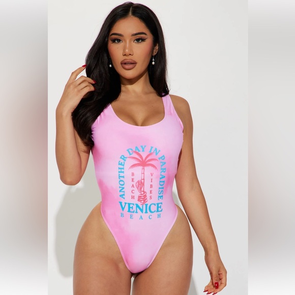 NWT❣️Venice Beach Paradise 1 Piece Swimsuit - Pink Sz XL 👙⛱️☀️🏝️ - Picture 2 of 3